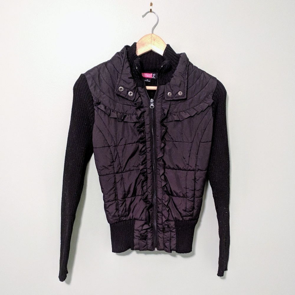Say What? Black Long Sleeve Knit Vest